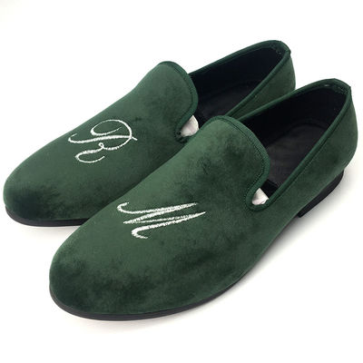 Luxuriöse Grüne Velour Loafers für Männer Handgefertigt Velour Loafers