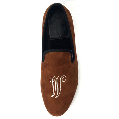 Freizeit Herren Broderierte Samt Loafers, Royal Luxus Samt Pantoffeln