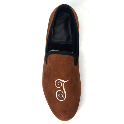 Freizeit Herren Broderierte Samt Loafers, Royal Luxus Samt Pantoffeln