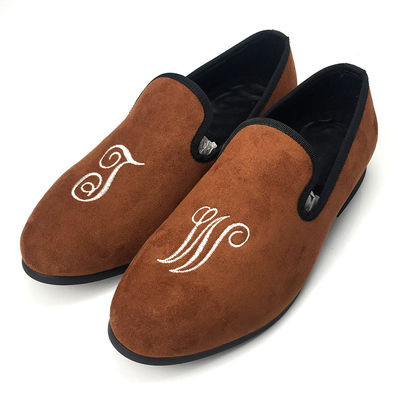 Freizeit Herren Broderierte Samt Loafers, Royal Luxus Samt Pantoffeln