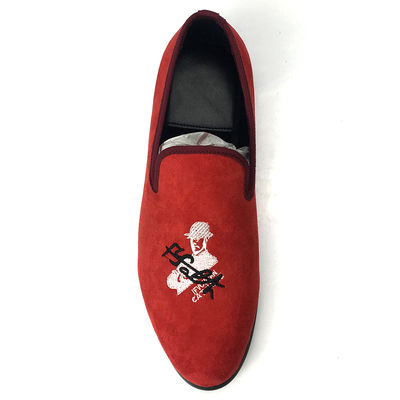 Rot-Männer-Velvet-Loafers Schädel-Stil Custom-Männer-Flach-Casual-Schuhe Muster verfügbar