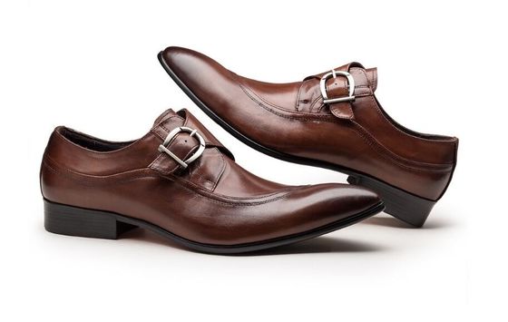 Round Toe Schwarze Derby Herren Lederkleid Schuhe mit Buckle Bankett Oxford