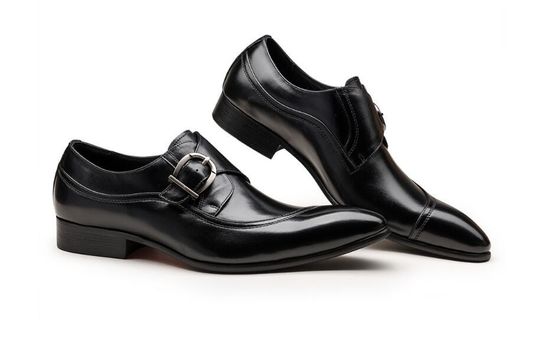 Round Toe Schwarze Derby Herren Lederkleid Schuhe mit Buckle Bankett Oxford