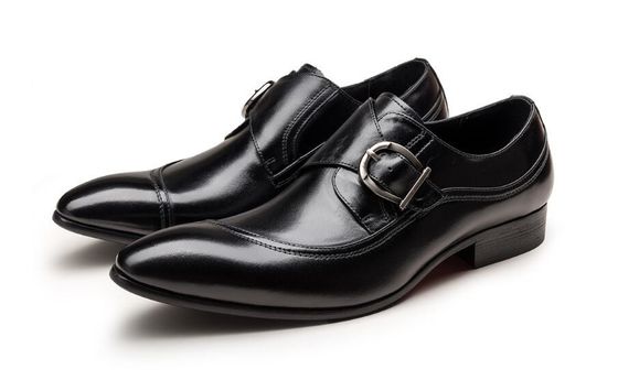 Round Toe Schwarze Derby Herren Lederkleid Schuhe mit Buckle Bankett Oxford