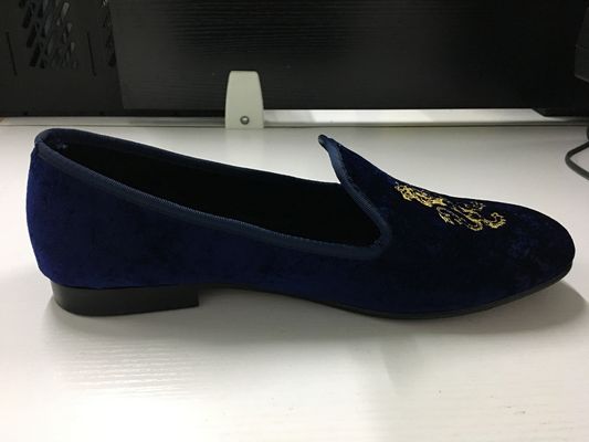 Langlebige Männer-Velvet-Loafers Runde Zehen-Männer-Blaue Suede-Schuhe