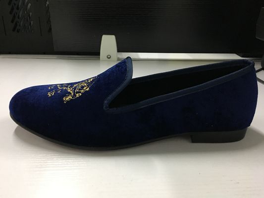 Langlebige Männer-Velvet-Loafers Runde Zehen-Männer-Blaue Suede-Schuhe