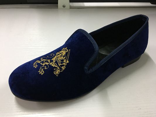 Langlebige Männer-Velvet-Loafers Runde Zehen-Männer-Blaue Suede-Schuhe