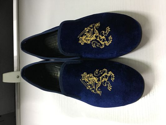 Langlebige Männer-Velvet-Loafers Runde Zehen-Männer-Blaue Suede-Schuhe