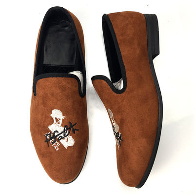 Orange-Männer-Velvetloafers Tragen Sie resistente Atmung komfortable Lederloafers