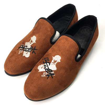 Orange-Männer-Velvetloafers Tragen Sie resistente Atmung komfortable Lederloafers