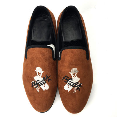 Orange-Männer-Velvetloafers Tragen Sie resistente Atmung komfortable Lederloafers