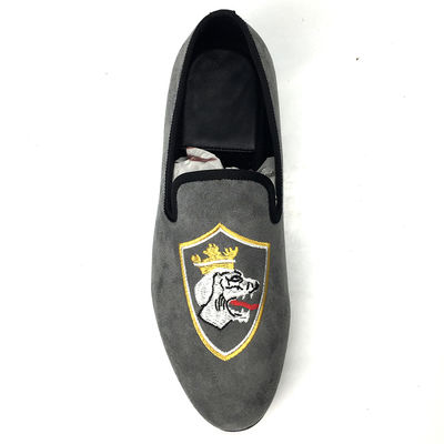 Langlebiger Komfort Vollkorn-Lederloafers, Grau-handbemalte Loafers