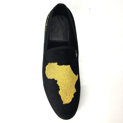 Verkleidungsbeständige Männer Samtloafers Gelegenheitsschuhen aus schwarzem Leder Loafers