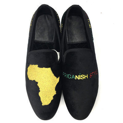 Verkleidungsbeständige Männer Samtloafers Gelegenheitsschuhen aus schwarzem Leder Loafers