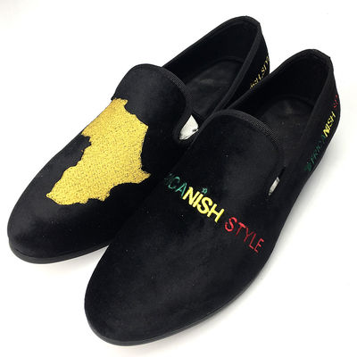 Verkleidungsbeständige Männer Samtloafers Gelegenheitsschuhen aus schwarzem Leder Loafers