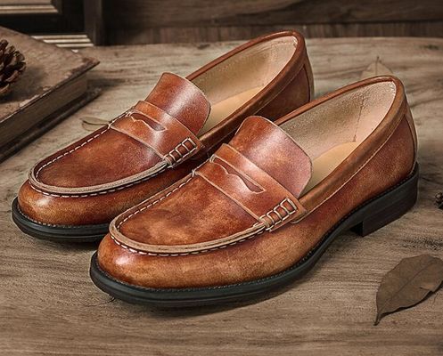 Atemberaubende Männer Braune Penny Loafers, echte Leder Loaferschuhe