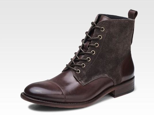 Langlebige Mode Farbige Winterleder Männer Militärstil Stiefel Wasserdicht