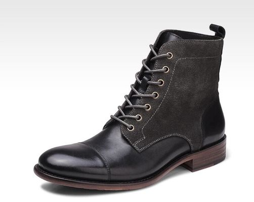 Langlebige Mode Farbige Winterleder Männer Militärstil Stiefel Wasserdicht