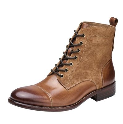 Langlebige Mode Farbige Winterleder Männer Militärstil Stiefel Wasserdicht
