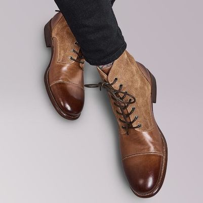 Langlebige Mode Farbige Winterleder Männer Militärstil Stiefel Wasserdicht