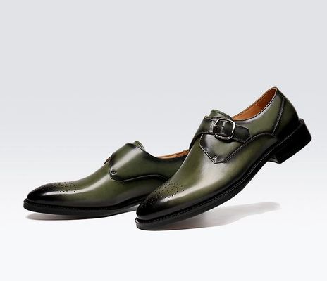 Oxford Leder Herren Schnallen Schuhen grün / schwarz Gentleman Schuhen