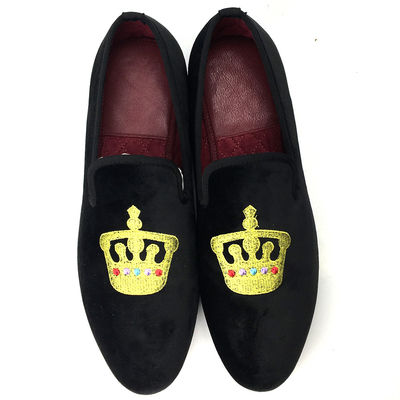Luxus schwarze Männer Samt Loafers Round Toe Atmung für Party / Abend
