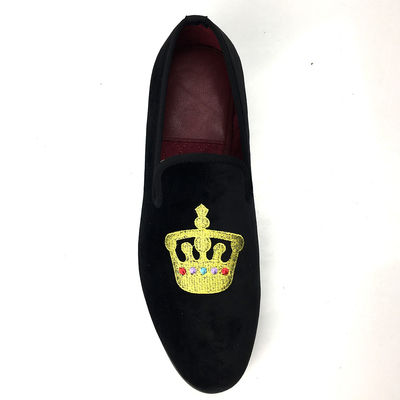 Luxus schwarze Männer Samt Loafers Round Toe Atmung für Party / Abend