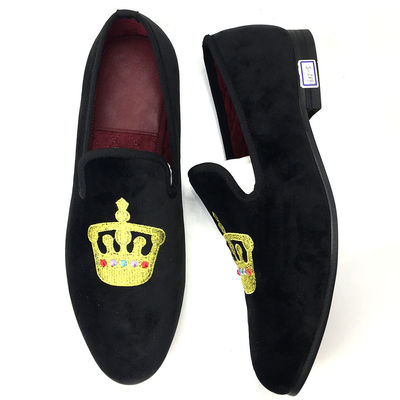 Luxus schwarze Männer Samt Loafers Round Toe Atmung für Party / Abend