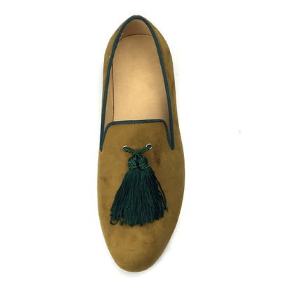 Gelbe Velour-Loafers für Männer Schuhe kundenspezifische Spitzenfuß-Leder-Loafers