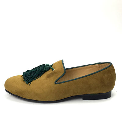 Gelbe Velour-Loafers für Männer Schuhe kundenspezifische Spitzenfuß-Leder-Loafers