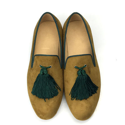 Gelbe Velour-Loafers für Männer Schuhe kundenspezifische Spitzenfuß-Leder-Loafers