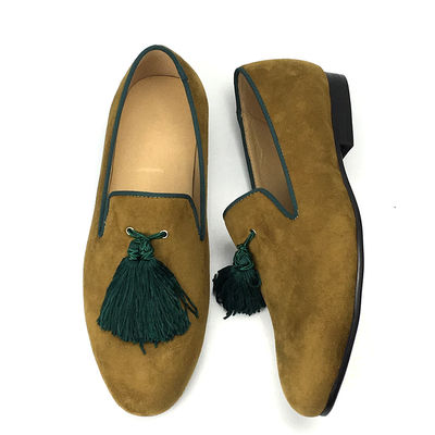 Gelbe Velour-Loafers für Männer Schuhe kundenspezifische Spitzenfuß-Leder-Loafers