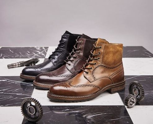 Bequeme Herren Brogue Braun Stiefel, Schnürsenkel Männer Leder Halb Stiefel