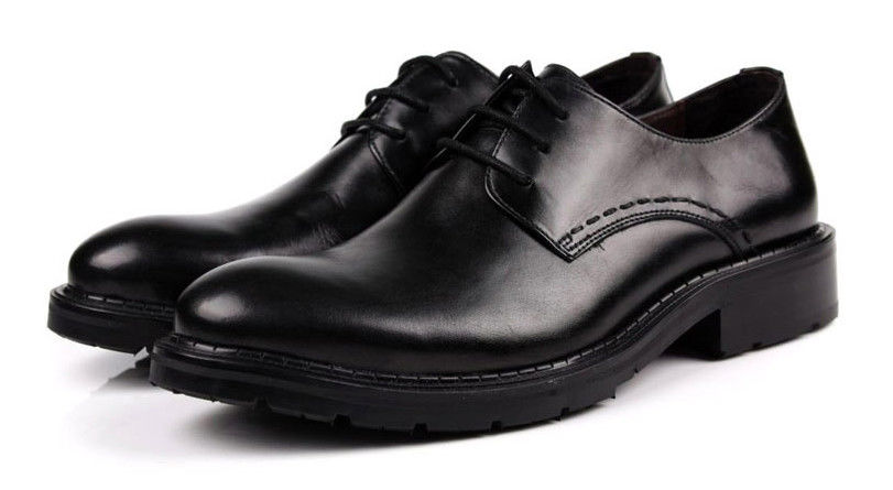 Handgefertigte Schuhe Männer Schwarze Spitze Up Dress Schuhe Komfortabel mit dicken Plattformen