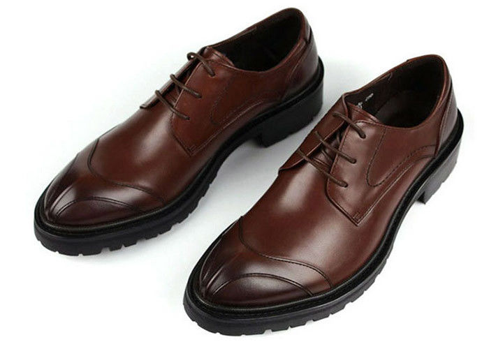 Alle Logo Männer Lederkleid Schuhe mit Stichen Britannien Stile Braune Lederkleid Schuhe