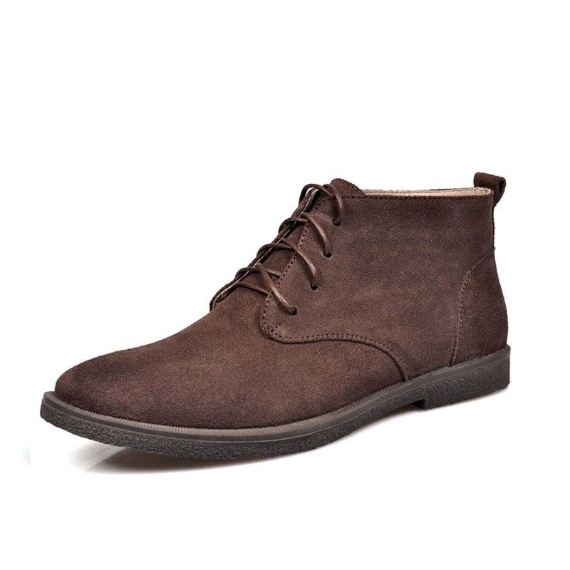 Square Heel Braun Suede Wüsten Fußgelenkstiefel Runder Zeh Luxusmarke Vintage Schuhe