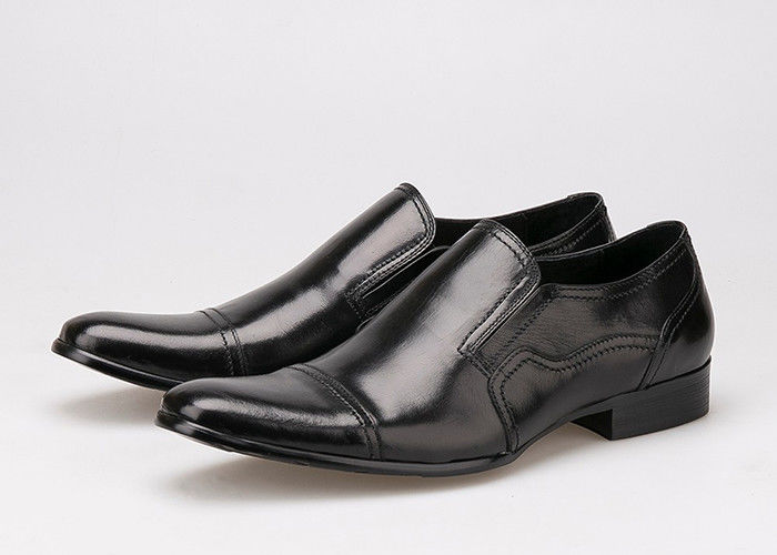 Formal Business Männliches Hochzeitskleid Schuhe Tragebeständig Flachschwarzes Leder Slip On Schuhe