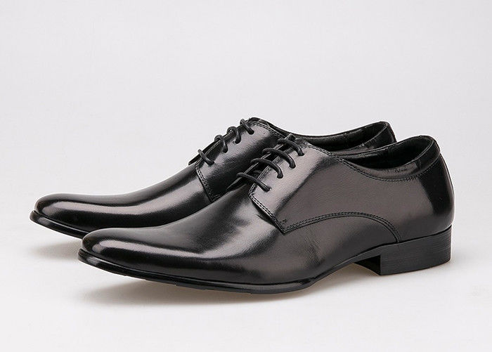 Cow Leather Oberseite Schnürsenkel Derby Schuhe, Flat Heel Weiches Herren schwarze Formalschuhe