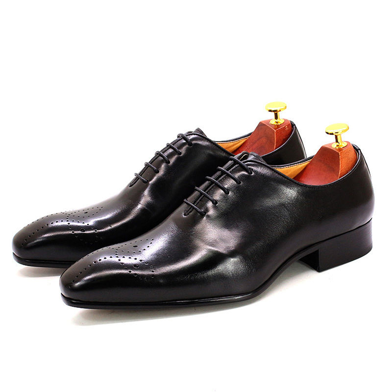 Retro Vintage Herren Leder Kleid Schuhe, Männer Leder Schnürsenkel Brogue Schuhe