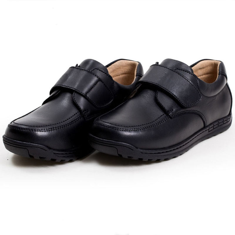 Leder-Unisex-Schulschuh schwarz Größe 26-45 Flachhaul mit Lederverkleidung