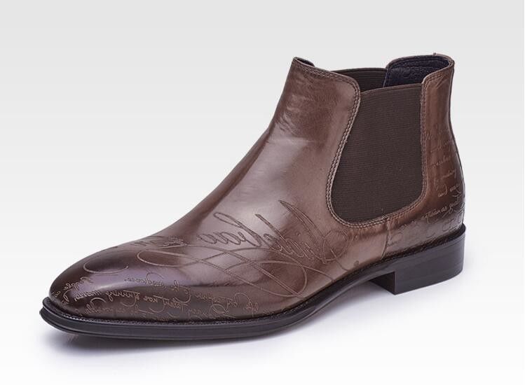 Formal Casual Männer Fußgelenkstiefel Rundzehe Leder Männer Schnürsenkel Reißverschluss