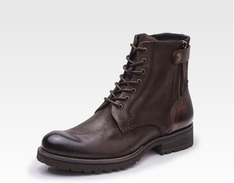 Normalgröße Herren Braun Chelsea Stiefel Vollkorn Leder High Top Casual Schuhe