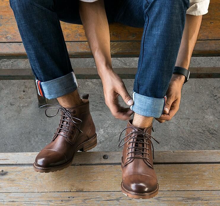 Runde Zehen Aufzug Männer Schuhe Atmung Echtleder Casual Schuhe für den Winter