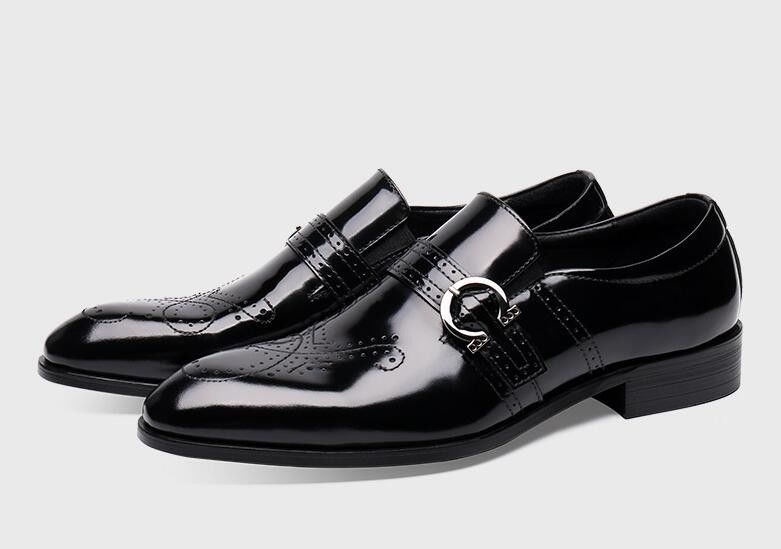 Bequeme handgefertigte Männerkleider Schuhe schwarze italienische Mönchsriemen Männerschuhe