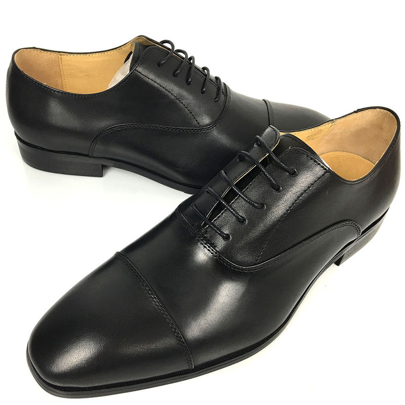 Schwarze Herren Leder-Schuhe / Männer Business-Casual-Schuhe Schnürsenkel